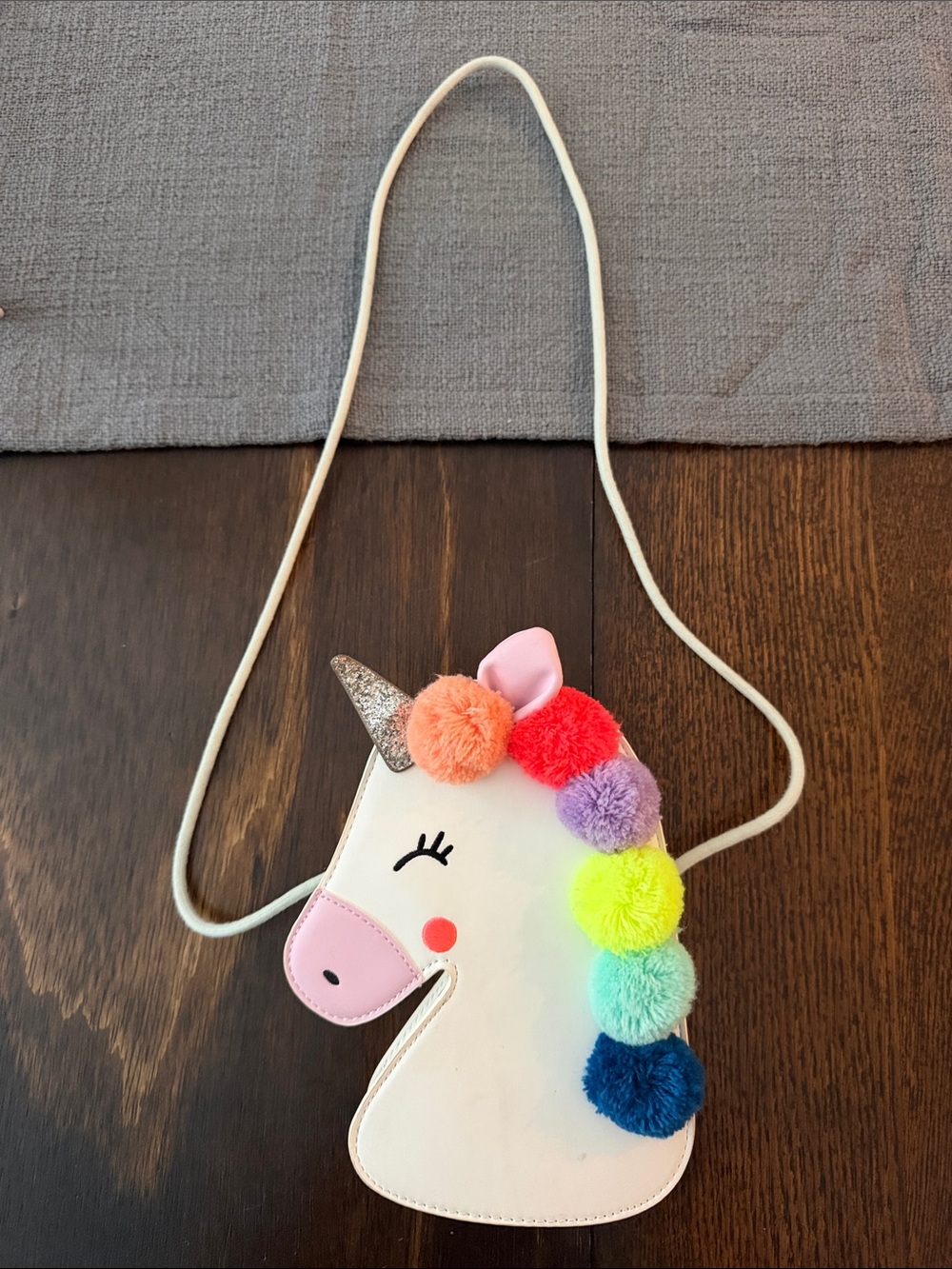 Target Kids Unicorn Crossbody Bag - White with Rainbow Pom Poms